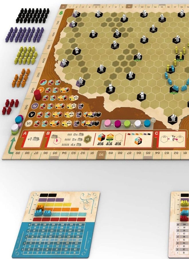Capstone Games: Ride The Rails, Core Strategy Board Game, 3 to 5 Players, 1 Page of Rules, Quick 60 Minute Play Time, Ages 14 and Up - Image 3